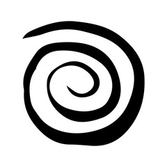 Round swirl symbol, hand painted with ink brush