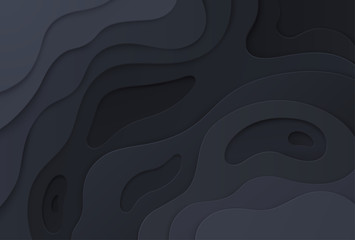 Grey abstract background with multi-layered papercut shapes.