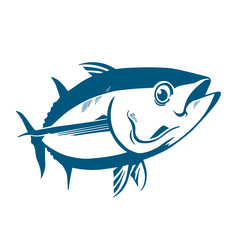 Tuna fish symbol on white background,Vector. Sport fishing club, restaurant, canned, food logo