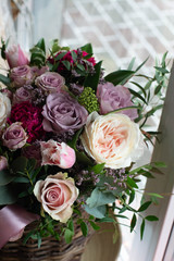 Calla, carnation, Tulip, rose Bush, rose, Ruscus, Pittosporum
