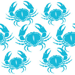 Vector pattern with hand drawn Crab, Brachyura. Advertising, menu or packaging cool design elements.