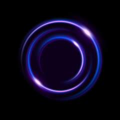 Vibrant neon circle with glow for advertising, banner, card. Abstract luminous background. Vector illustration