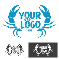 Crab silhouette seafood shop label, design elements, emblem template