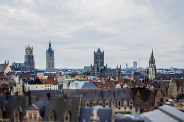 Fototapeta na wymiar City landscape panorama vista shot Gent