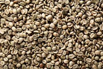 Background of green coffee beans
