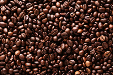 Background of brown coffee beans