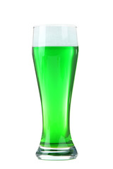 St. Patrick's Day. Glass of green beer isolated on white background