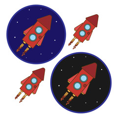 Fototapeta premium Rocket ship in a flat style. Space travel to the moon.Space rocket launch. Innovation product,creative idea.Management.