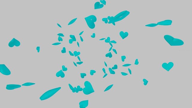 Lluvia de corazones celestes. V&iacute;deo 3D Blender	