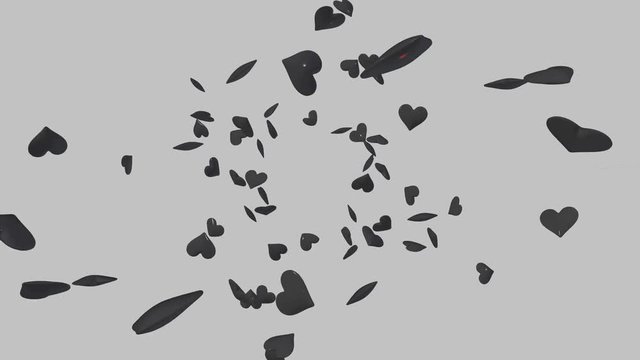 Lluvia de corazones negros. V&iacute;deo 3D Blender	