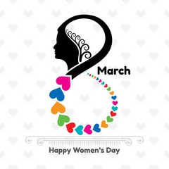 Happy women's day greeting card. Postcard on March 8