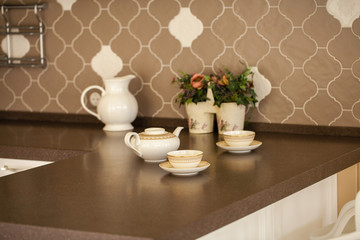 Tea set on the kitchen table