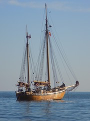 Fototapeta na wymiar Masted sailing ship.