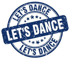 let's dance blue grunge round vintage rubber stamp