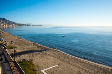 Fototapeta premium Beach and the promenade in Fuengirola on the Costa Del Sol Spain