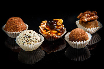 closeup assorted different types of healthy useful handmade candies