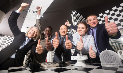 Friends spending time at escape room