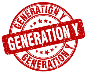 generation y red grunge stamp