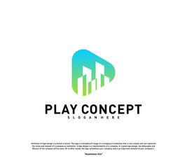 Play Media City logo design concept. Stats Play logo template vector. Icon Symbol