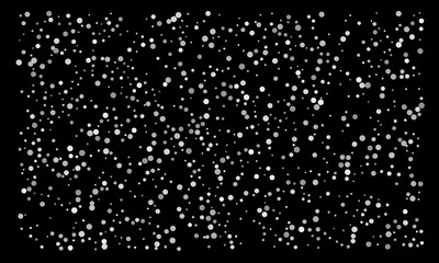 Silver shine of confetti on a black background. Illustration of a drop of shiny particles. Decorative element. Luxury background