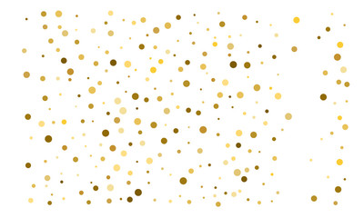 Golden confetti on white background. Luxury festive background. Gold shiny abstract texture. Element of design. Polka dots abstract vector illustration