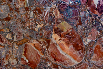 Background from marble texture. Multi-colored inclusions of different rocks. Various forms of inclusions. Panels of interior decoration in retro style.