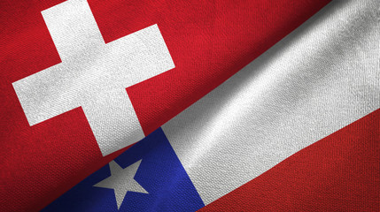 Switzerland and Chile two flags textile cloth, fabric texture