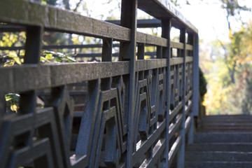 Metal fence at stairs background