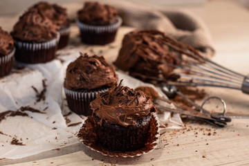 muffins with chocolate and nuts