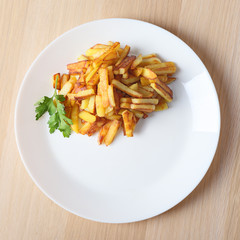 fried potatoes top view