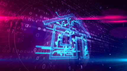 Intelligent house IOT concept 3D illustration