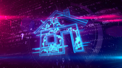 Naklejka premium Inteligentny dom IOT ilustracja koncepcja 3D