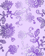 Seamless pattern with fantasy flowers. Vector abstract seamless floral pattern. Lase pattern. Template can be used for wallpaper, pattern fills, web page background,surface textures.