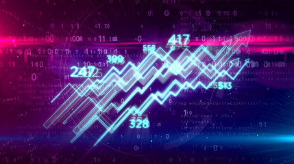 Cyber business concept with chart
