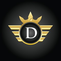 Modern D Circle Crown Logo  Illustration, Vector.