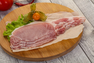 Raw pork bacon