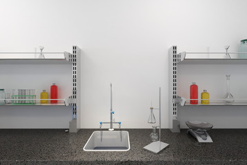 Fototapeta na wymiar shelves with test tubes in laboratory