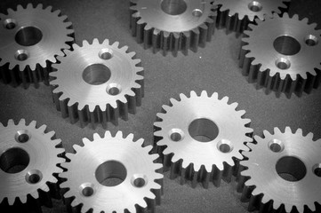 Zahnräder metall mit grau und weiß