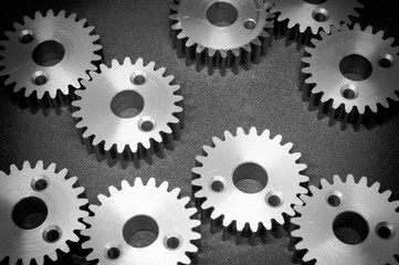 Zahnräder metall mit grau und weiß