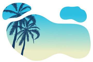 Fototapeta na wymiar Tropical landscape. Palm, sand, ocean on background. Vector illustration