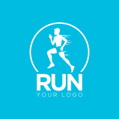 Blue Running Logo Design. Concept sports club, running club and fitness. Vector 