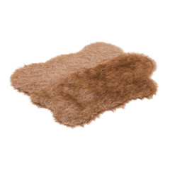 Fototapeta na wymiar Fluffy soft skin of wool brown color on a white background 3d rendering