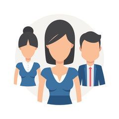 Team of young man and woman vector illustration. Business Teamwork and equality concept