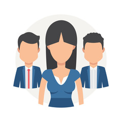 Team of young man and woman vector illustration. Business Teamwork and equality concept