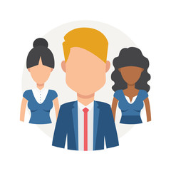Fototapeta premium Team of young man and woman vector illustration. Business Teamwork and equality concept