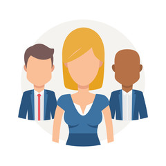 Team of young man and woman vector illustration. Business Teamwork and equality concept