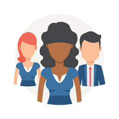 Team of young man and woman vector illustration. Business Teamwork and equality concept