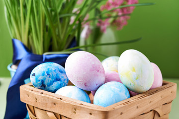 easter theme. eggs and flowers