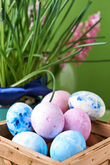 easter theme. eggs and flowers