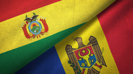 Bolivia and Moldova two flags textile cloth, fabric texture